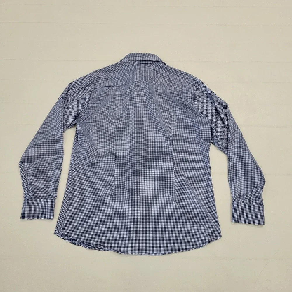 Mizzen + Main Long Sleeve Button Up Shirt Mens Sz XL Trim‎ Fit Blue Check Plaid